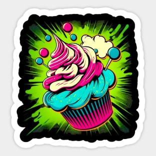 Neon Cupcake 1 Sticker